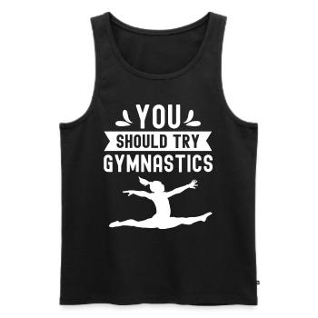Vous devriez essayer Gymnastique Gymnastique Gymnaste - Débardeur bio Premium Homme - noir - Devant - Michal (187cm)