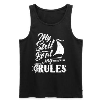 Mon bateau Mes règles Voilier Marins Voile - Débardeur bio Premium Homme - noir - Devant - Michal (187cm)