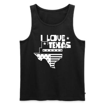 I Love Texas Texas Sayings Texas Pride - Men's Premium Organic Tank Top - black - Front - AI Model Male 178 light (178cm)