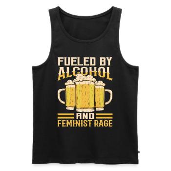 Driven by alcohol and feminist anger - Men's Premium Organic Tank Top - black - Front - AI Model Male 178 light (178cm)