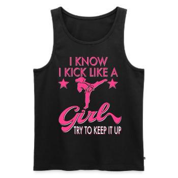 Karate Taekwondo Mädchen Frauen Karate Kick - Männer Premium Bio Tank Top - Schwarz - Vorne - AI Model Male 178 light (178cm)