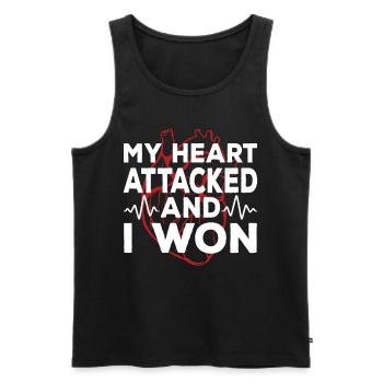 My heart attacked and I won - Men's Premium Organic Tank Top - black - Front - AI Model Male 178 light (178cm)