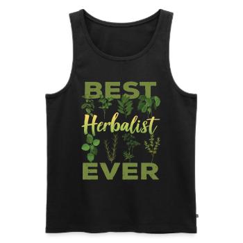 Meilleur spécialiste des herbes Jamais Herbes - Débardeur bio Premium Homme - noir - Devant - AI Model Male 178 light (178cm)
