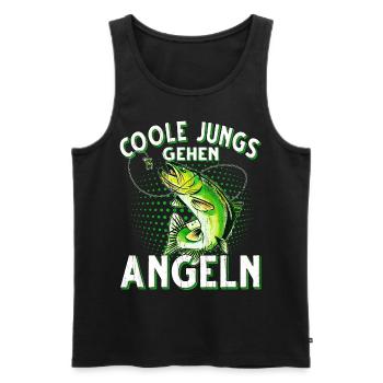 Coole Jungs Gehen Angeln Fischen Angler - Männer Premium Bio Tank Top - Schwarz - Vorne - Michal (187cm)