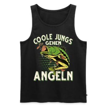 Coole Jungs Gehen Angeln Fischen Angler - Männer Premium Bio Tank Top - Schwarz - Vorne - Michal (187cm)