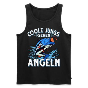 Coole Jungs Gehen Angeln Fischen Angler - Männer Premium Bio Tank Top - Schwarz - Vorne - Michal (187cm)