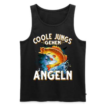 Coole Jungs Gehen Angeln Fischen Angler - Männer Premium Bio Tank Top - Schwarz - Vorne - Michal (187cm)