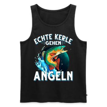 Echte Kerle Gehen Angeln Fischen Angler - Männer Premium Bio Tank Top - Schwarz - Vorne - Michal (187cm)