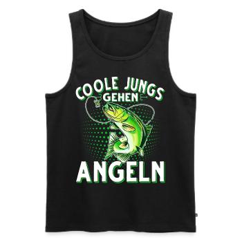 Coole Jungs Gehen Angeln Fischen Angler - Männer Premium Bio Tank Top - Schwarz - Vorne - Michal (187cm)