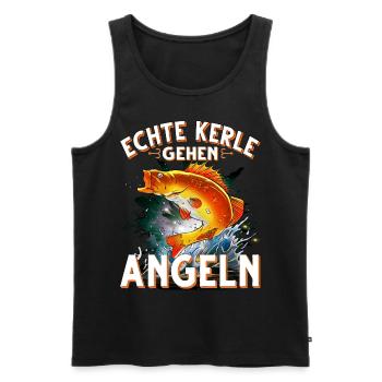 Echte Kerle Gehen Angeln Fischen Angler - Männer Premium Bio Tank Top - Schwarz - Vorne - Michal (187cm)