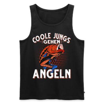 Coole Jungs Gehen Angeln Fischen Angler - Männer Premium Bio Tank Top - Schwarz - Vorne - Michal (187cm)