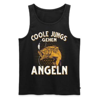 Coole Jungs Gehen Angeln Fischen Angler - Männer Premium Bio Tank Top - Schwarz - Vorne - Michal (187cm)