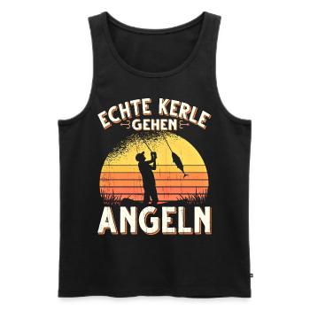 Echte Kerle Gehen Angeln Fischen Angler - Männer Premium Bio Tank Top - Schwarz - Vorne - Michal (187cm)