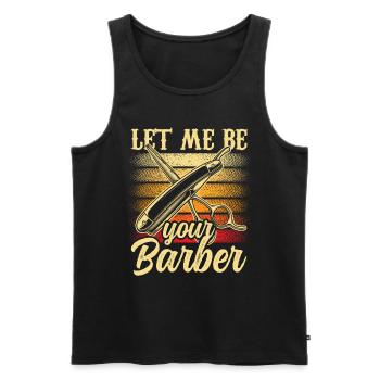 Laisse-moi être ton barbier Barbier - Débardeur bio Premium Homme - noir - Devant - AI Model Male 178 light (178cm)
