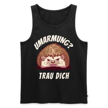 Umarmung? Trau Dich Igel - Männer Premium Bio Tank Top - Schwarz - Vorne - AI Model Male 178 light (178cm)