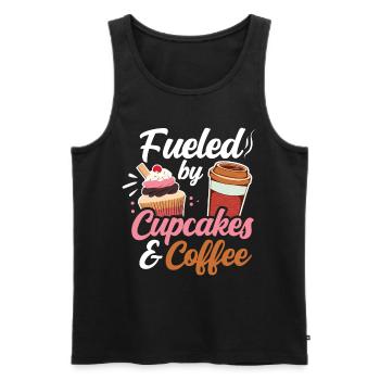 Propulsé par Cupcakes et Coffee Cupcake Eating - Débardeur bio Premium Homme - noir - Devant - AI Model Male 178 light (178cm)