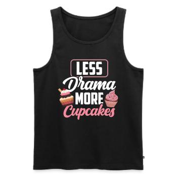 Moins de drame Plus de cupcakes amoureux cupcake sucré - Débardeur bio Premium Homme - noir - Devant - Michal (187cm)