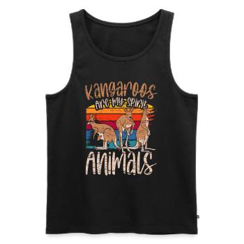 Les kangourous sont mes animaux préférés Animaux kangourou - Débardeur bio Premium Homme - noir - Devant - AI Model Male 178 light (178cm)