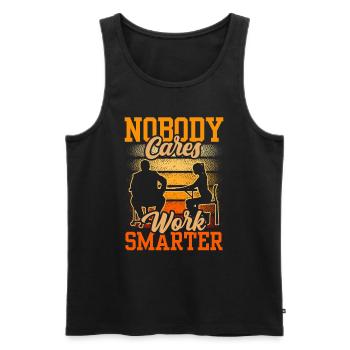 No one cares Work smarter motivation - Men's Premium Organic Tank Top - black - Front - Michal (187cm)