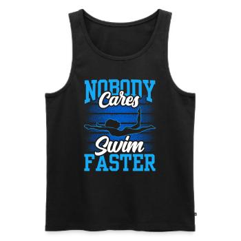 Niemand Kümmert Sich Darum Schwimm Schneller Team - Männer Premium Bio Tank Top - Schwarz - Vorne - Michal (187cm)