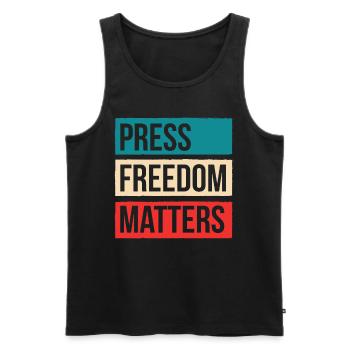 La liberté de la presse est importante - Débardeur bio Premium Homme - noir - Devant - AI Model Male 178 light (178cm)