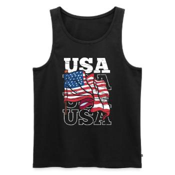 États-Unis Patriotes Américains États-Unis Amérique - Débardeur bio Premium Homme - noir - Devant - Michal (187cm)