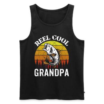 Reel Cool Grand-père Pêcheur Pêcheur Pêche Pêche - Débardeur bio Premium Homme - noir - Devant - Michal (187cm)