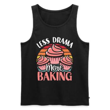 Moins de drame Plus de pâtisserie Baker Dictons Hobby - Débardeur bio Premium Homme - noir - Devant - AI Model Male 178 light (178cm)