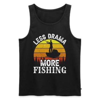 Moins de drame Plus de dictons de motivation pour la pêche - Débardeur bio Premium Homme - noir - Devant - Michal (187cm)