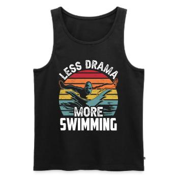 Weniger Drama Mehr Schwimmen Schwimmer Sprüche - Männer Premium Bio Tank Top - Schwarz - Vorne - Michal (187cm)