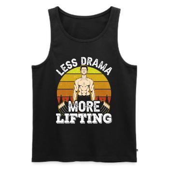 Moins de drame Plus de haltérophilie Gym Hobby - Débardeur bio Premium Homme - noir - Devant - Michal (187cm)