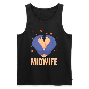 Midwife Midwives Obstetrics Profession Sayings - Men's Premium Organic Tank Top - black - Front - Michal (187cm)