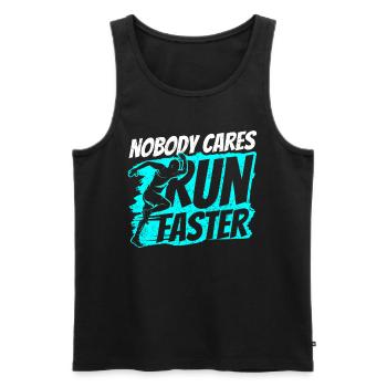 Nobody cares about running fast runners - Men's Premium Organic Tank Top - black - Front - AI Model Male 178 light (178cm)