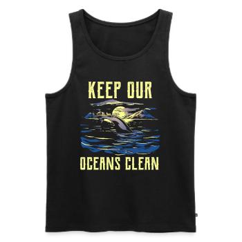 Lac de protection des océans Keep Our Oceans Clean - Débardeur bio Premium Homme - noir - Devant - AI Model Male 178 light (178cm)