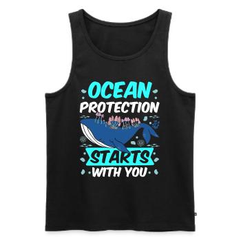 La protection des mers commence avec vous mer mer - Débardeur bio Premium Homme - noir - Devant - Michal (187cm)