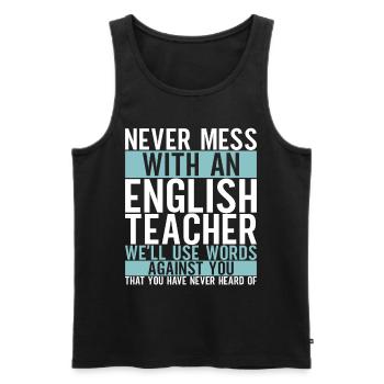 Englisch Lehrer English Teacher - Men's Premium Organic Tank Top - black - Front - AI Model Male 178 light (178cm)