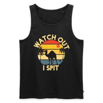 Camel Watch Out I Spit - Men's Premium Organic Tank Top - black - Front - Michal (187cm)