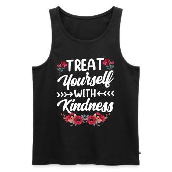 Behandele Dich Selbst Mit Freundlichkeit Positiv - Männer Premium Bio Tank Top - Schwarz - Vorne - AI Model Male 178 light (178cm)