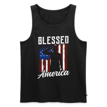Amérique bénie Américains États-Unis Patriotique - Débardeur bio Premium Homme - noir - Devant - Michal (187cm)