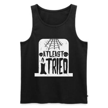 At Least I Tried Distressed - Men's Premium Organic Tank Top - black - Front - Michal (187cm)