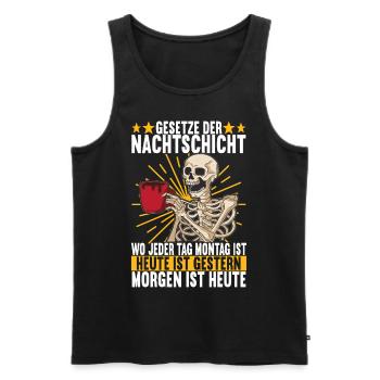 Nachtschicht Nachtdienst - Männer Premium Bio Tank Top - Schwarz - Vorne - AI Model Male 178 light (178cm)