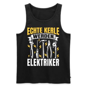 Elektroniker Humor lustiger Spruch Elektriker - Männer Premium Bio Tank Top - Schwarz - Vorne - Michal (187cm)