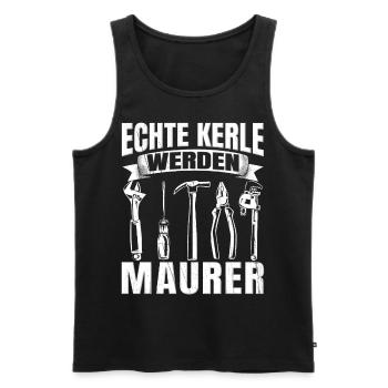 Bauarbeiter Maurermeister Echte Kerle werden - Männer Premium Bio Tank Top - Schwarz - Vorne - Michal (187cm)