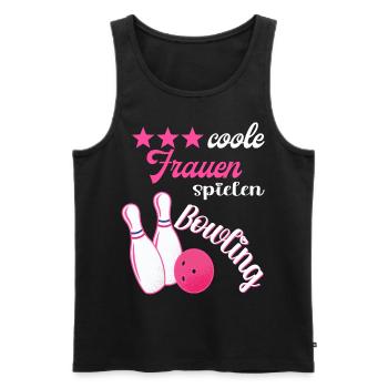 Coole Frauen Spielen Bowling Kegeln Kegelbahn - Männer Premium Bio Tank Top - Schwarz - Vorne - Michal (187cm)