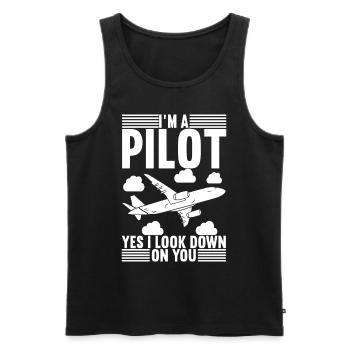 Pilot Flugzeug - Männer Premium Bio Tank Top - Schwarz - Vorne - Michal (187cm)
