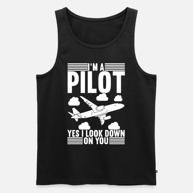 Pilot Flugzeug - Männer Premium Bio Tank Top - Schwarz