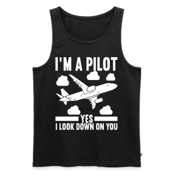 Pilot Flugzeug - Männer Premium Bio Tank Top - Schwarz - Vorne - Michal (187cm)