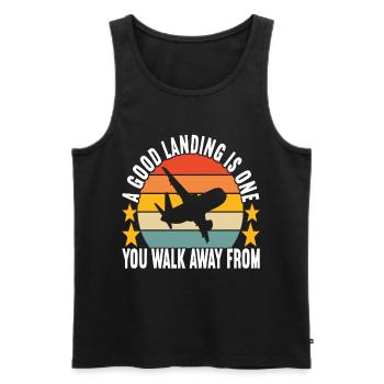 Pilot Flugzeug - Männer Premium Bio Tank Top - Schwarz - Vorne - Michal (187cm)