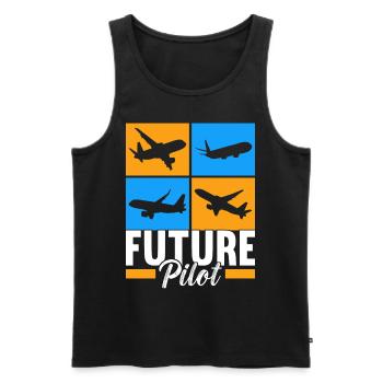 Pilot Flugzeug - Männer Premium Bio Tank Top - Schwarz - Vorne - Michal (187cm)