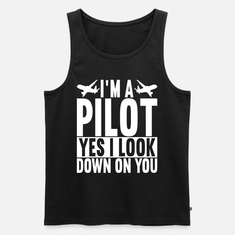 Pilot Flugzeug - Männer Premium Bio Tank Top - Schwarz